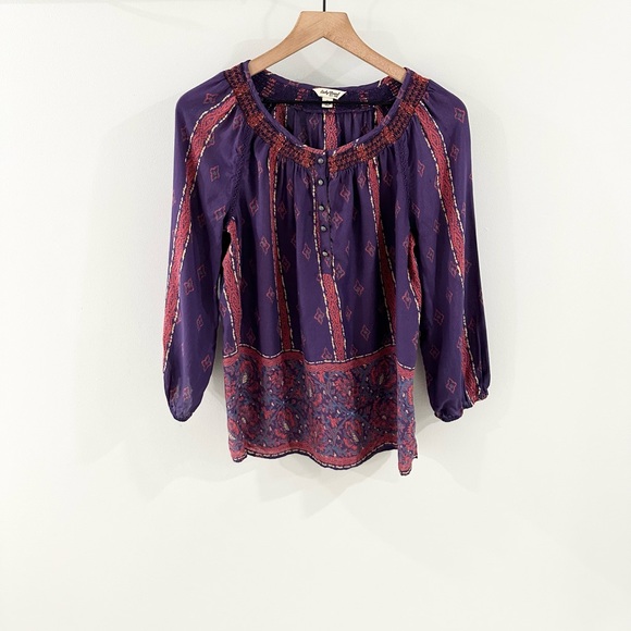 Lucky Brand Boho Blouse Purple Size Small - Picture 3 of 7